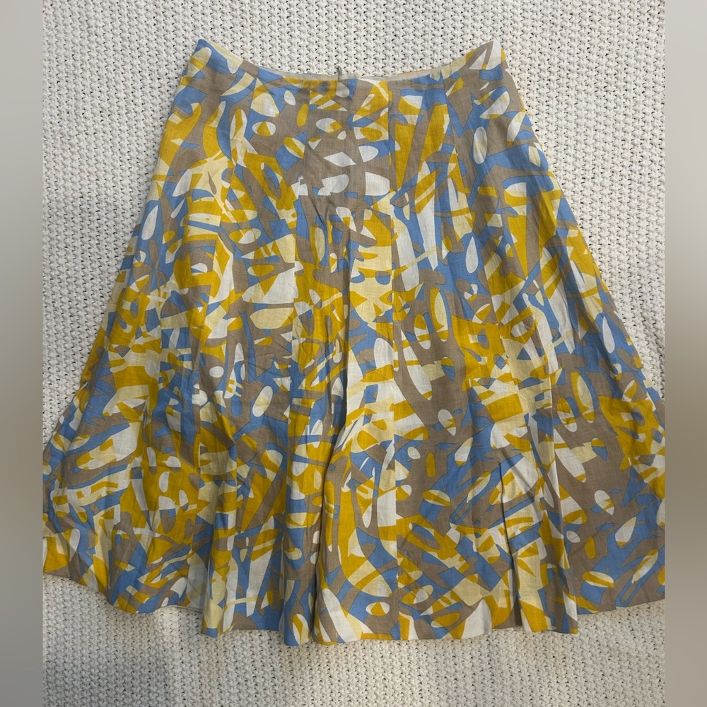 Lafayette 148 New York Kaleidoscope 100% linen Skirt size 8
